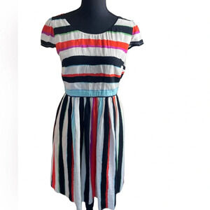 Anthropologie Maeve Striped Dress Watercolor Short Sleeve